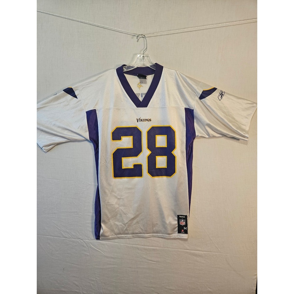 Mens‎ Reebok Minnesota Vikings Adrian Peterson 28 NFL Jersey White Purple Med